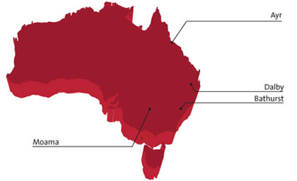 Map of Australia with Clark Industrial locations